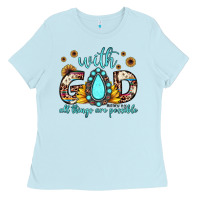 Baby Blue with god all things are possible matthew 19 26 Ladies Tee - JahusDesignShop