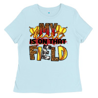Baby Blue softball my heart is on that field Ladies Tee - RanaPortraitStore