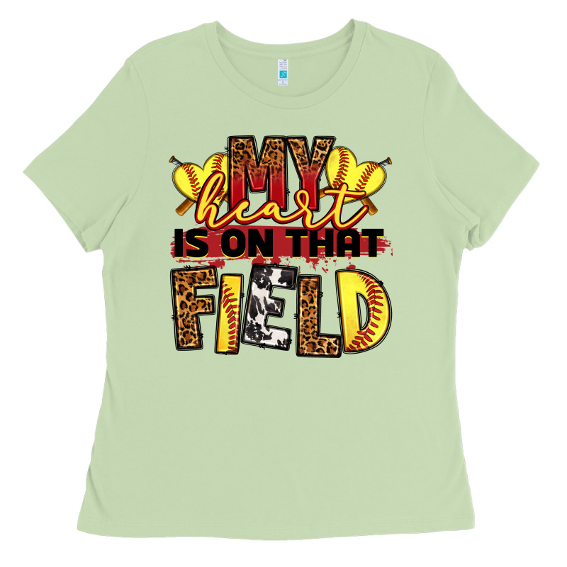 Softball My Heart Is On That Field Ladies Tee by RanaPortraitStore | Teevron