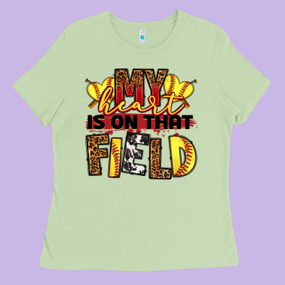 Softball My Heart Is On That Field Ladies Tee Designed By Ranaportraitstore