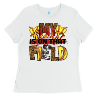 White softball my heart is on that field Ladies Tee - RanaPortraitStore