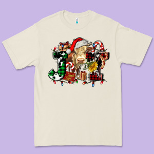 Joy And Cow Christmas Candies And Letters Premium Tee Designed By Adodesignshop