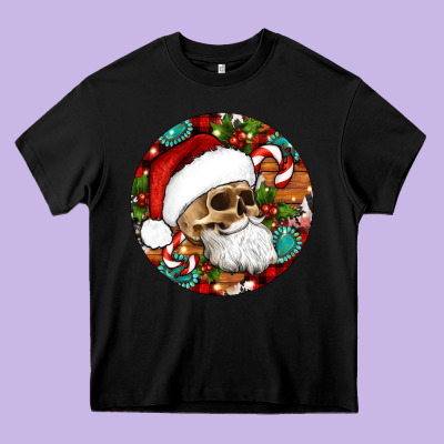 Christmas Hippie Skeleton Santa Ornament Heavy Core Tee Designed By Artiststas