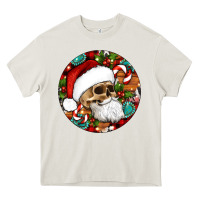 Cream Christmas hippie skeleton santa ornament Heavy Core Tee - Artiststas