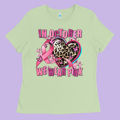 Western Leopard  In October We Wear Pink Heart Ladies Tee Designed By Adodesignshop