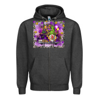 Charcoal Heather Mardi Gras gnome on the truck Zipper Hoodie - NancyCooperArtShop