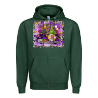 Sports Green Mardi Gras gnome on the truck Zipper Hoodie - NancyCooperArtShop