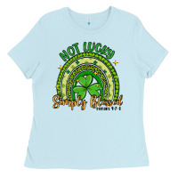 Baby Blue not lucky simply blessed rainbow Ladies Tee - Artiststas