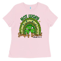 Bubblegum Pink not lucky simply blessed rainbow Ladies Tee - Artiststas