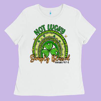 Not Lucky Simply Blessed Rainbow Ladies Tee Designed By Artiststas