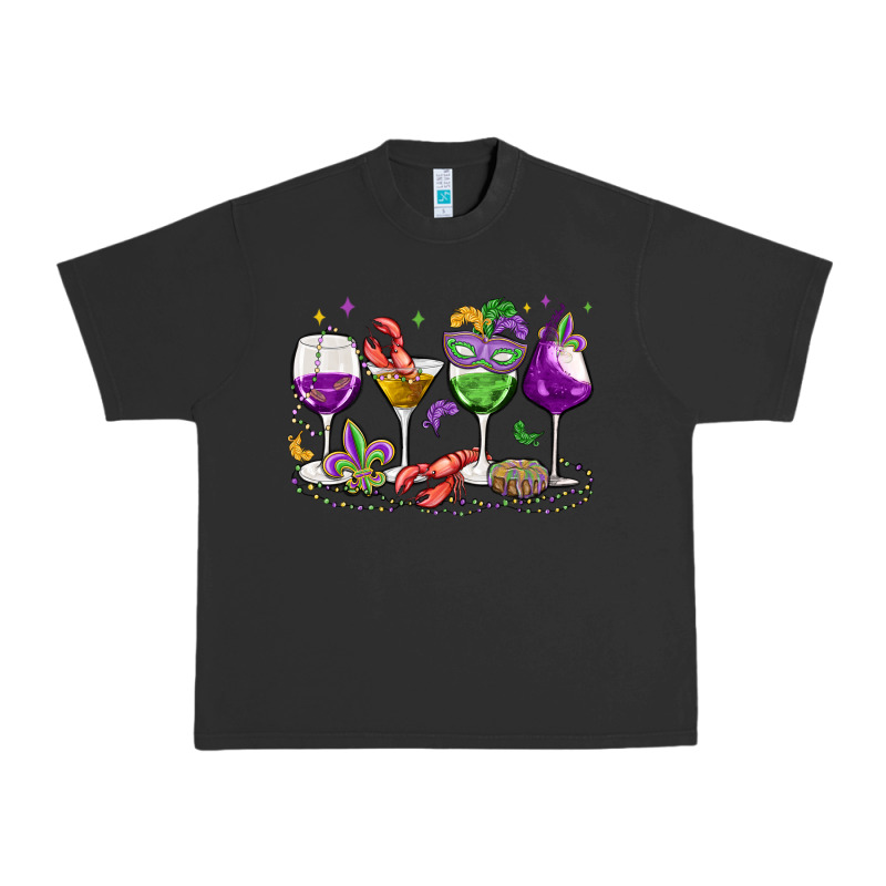 Mardi Gras Wine Glasses Urban Heavy Tee by MaliasSmallBusiness | Teevron