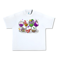 White mardi gras wine glasses Urban Heavy Tee - MaliasSmallBusiness