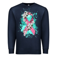 Navy cancer ribbon Premium Sweatshirt - CowGirlArtShop