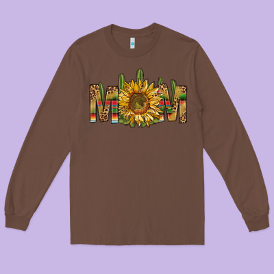Western Mom With Sunflower Long Sleeve Tee Designed By Bundleandbundleshop