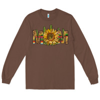 Chestnut Western Mom With Sunflower Long Sleeve Tee - BundleAndBundleShop