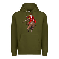 Army Green santa riding a bull Premium Hoodie - CowGirlArtShop