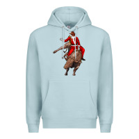 Blue Mist santa riding a bull Premium Hoodie - CowGirlArtShop