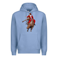 Colony Blue santa riding a bull Premium Hoodie - CowGirlArtShop