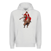 Dove Grey santa riding a bull Premium Hoodie - CowGirlArtShop