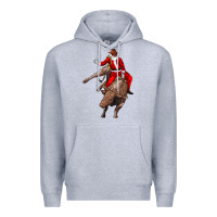 Heather Grey santa riding a bull Premium Hoodie - CowGirlArtShop