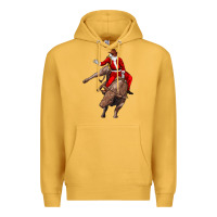 Mustard santa riding a bull Premium Hoodie - CowGirlArtShop