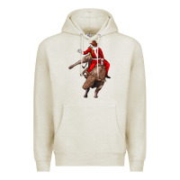 Oatmeal Heather santa riding a bull Premium Hoodie - CowGirlArtShop