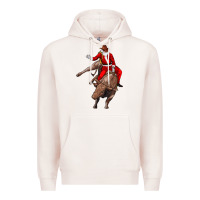 Pale Pink santa riding a bull Premium Hoodie - CowGirlArtShop