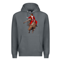 Rock santa riding a bull Premium Hoodie - CowGirlArtShop