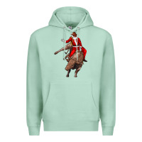 Seafoam santa riding a bull Premium Hoodie - CowGirlArtShop