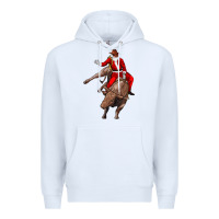 White santa riding a bull Premium Hoodie - CowGirlArtShop