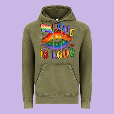 Love Is Love Lips Vintage Hoodie Designed By Maliassmallbusiness