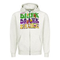 Oatmeal Heather Drink drank drunk Zipper Hoodie - NancyCooperArtShop