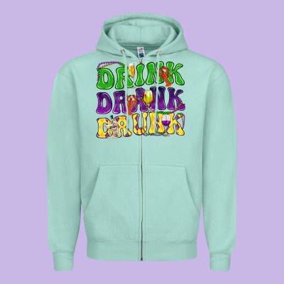 Drink Drank Drunk Zipper Hoodie Designed By Nancycooperartshop