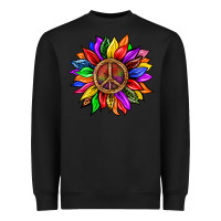 Black Pride LGBTQ+ Sunflower With Peace Heavyweight Sweatshirt - BundleAndBundleShop