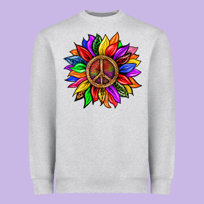 Pride Lgbtq+ Sunflower With Peace Heavyweight Sweatshirt Designed By Bundleandbundleshop