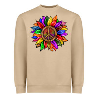 Mushroom Pride LGBTQ+ Sunflower With Peace Heavyweight Sweatshirt - BundleAndBundleShop