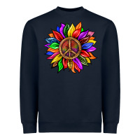 Navy Pride LGBTQ+ Sunflower With Peace Heavyweight Sweatshirt - BundleAndBundleShop
