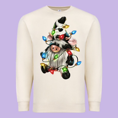 Christmas Cow Gnome Premium Sweatshirt Designed By Cowgirlartshop