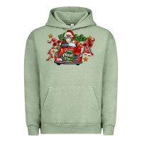 Pigment Oil Green merry christmas truck gnomies Urban Hoodie - FaDigitalArtStudio