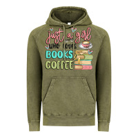 Vintage Olive just a girl who loves books and coffee Vintage Hoodie - MaliasSmallBusiness