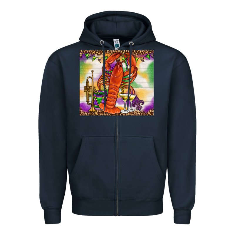 Mardi Gras Crawfish Zipper Hoodie by NancyCooperArtShop | Teevron