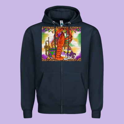 Mardi Gras Crawfish Zipper Hoodie Designed By Nancycooperartshop