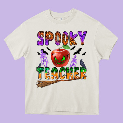 Spooky Teacher Heavy Core Tee Designed By Bundleandbundleshop