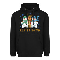 Black let it snow reindeer snowman Heavyweight Hoodie - CowGirlArtShop