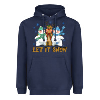 Navy let it snow reindeer snowman Heavyweight Hoodie - CowGirlArtShop