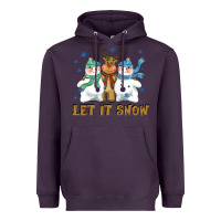 Plum let it snow reindeer snowman Heavyweight Hoodie - CowGirlArtShop