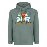 Sage let it snow reindeer snowman Heavyweight Hoodie - CowGirlArtShop