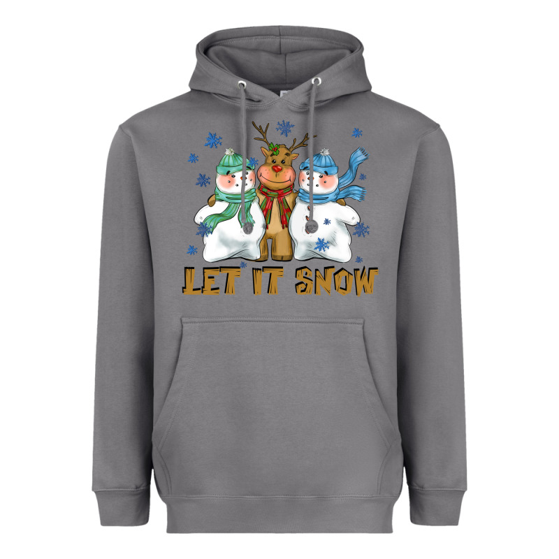 Let It Snow Reindeer Snowman Heavyweight Hoodie by CowGirlArtShop | Teevron