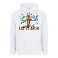 White let it snow reindeer snowman Heavyweight Hoodie - CowGirlArtShop