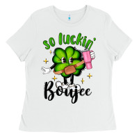 White so luckin boujee Ladies Tee - Artiststas